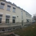 Gebäude 55 der Augusta-Kaserne in Koblenz, Situation nach Fertigstellung Dachdecker und WDVS